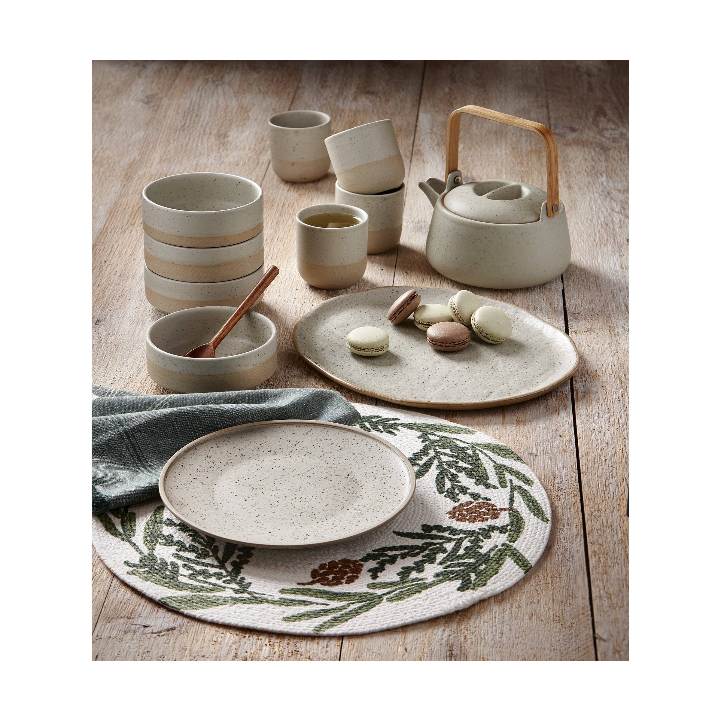 SALE Matte Reactive Speckle Texture Glaze Platter - Beige