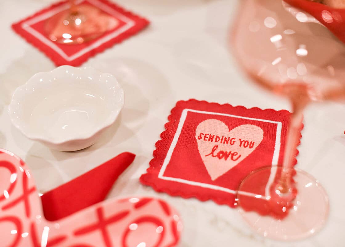 Stamp of Love Cocktail Napkins Set of 4