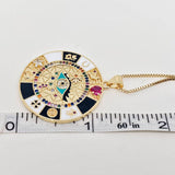Cubic Zirconia Enamel Devil's Eye Compass Pendant Necklace