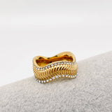 Cubic Zirconia Wave-shaped 18k Gold Plated Ring - FGS