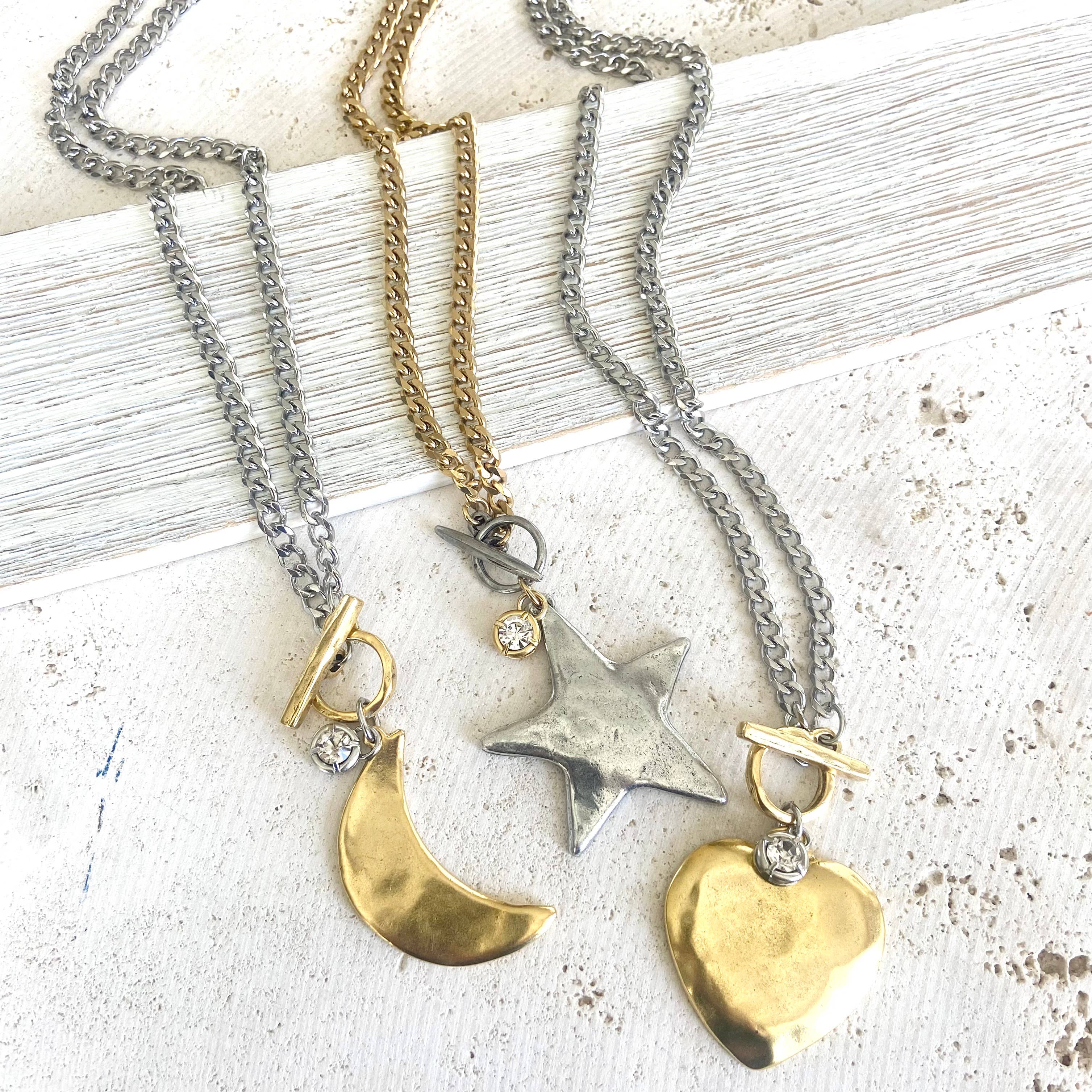 Star moon heart mixed meta necklaces no tarnish jewelry 2025