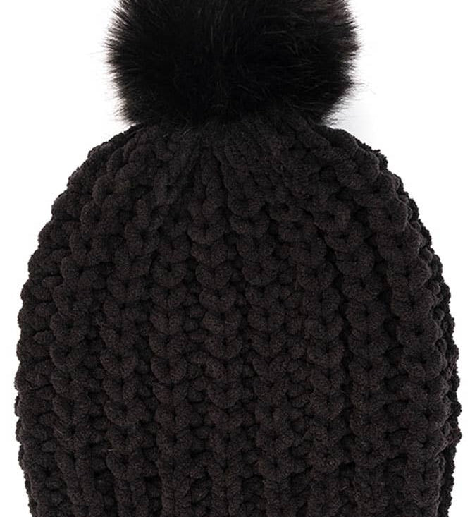 Soft Chenille Chunky Yarn Beanie Hat