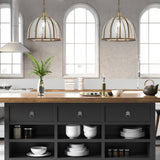 14"W Brahms Brass Pendant Light with Glass and Metal Shade