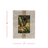 Rectangular frame with a scenic view of trees and flowers, dimensions indicated.