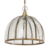 14"W Brahms Brass Pendant Light with Glass and Metal Shade