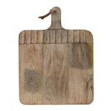 Wooden cutting board with a handle on a white background