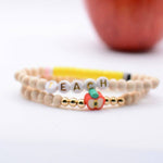 Wood Beaded Teacher stretch Bracelet set on THANK YOU Card