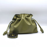 Genuine Leather Drawstring Pouch Shoulder Bag