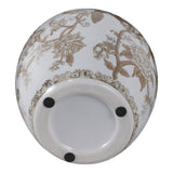 Decorative Vase - Brown/White Ceramic Bird and Vines, 10 in.
