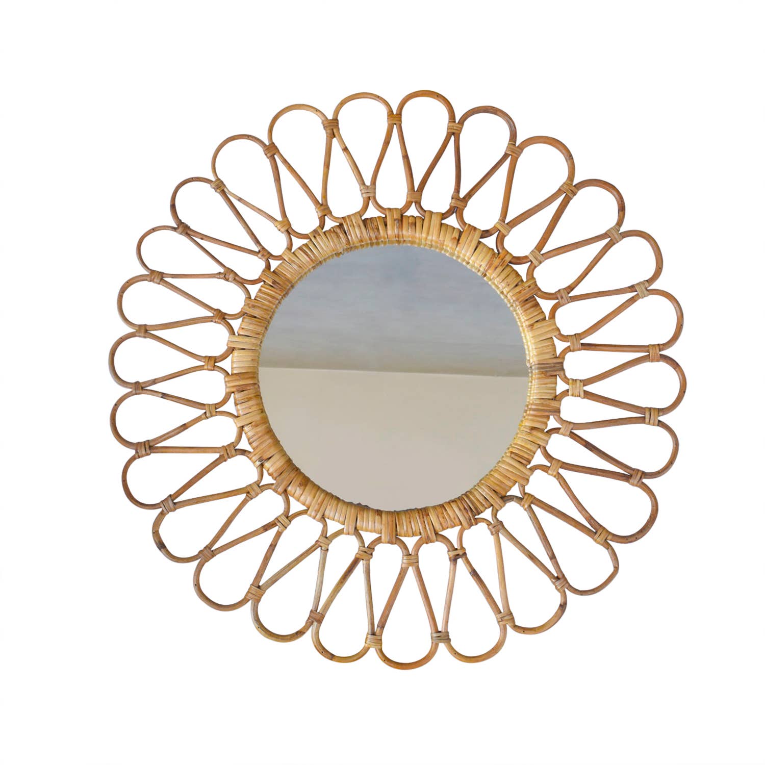 25 " Round Handmade Rattan Cane Wall Mirror