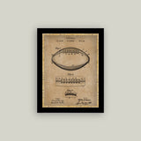 Vintage Football Map Framed Antique Art