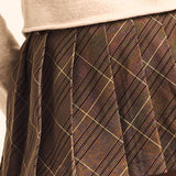 Plaid Bias-Cut Pleated Pocket Mini Skort