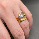 Zircon Inlaid 18K Gold Plated S.Steel Stacked Ring - FGS