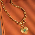 Après 18K Gold Non-Tarnish Green Heart Chain Necklace