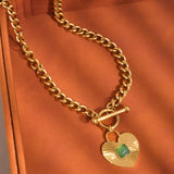 Après 18K Gold Non-Tarnish Green Heart Chain Necklace