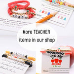 Wood Beaded Teacher stretch Bracelet set on THANK YOU Card