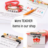 Wood Beaded Teacher stretch Bracelet set on THANK YOU Card