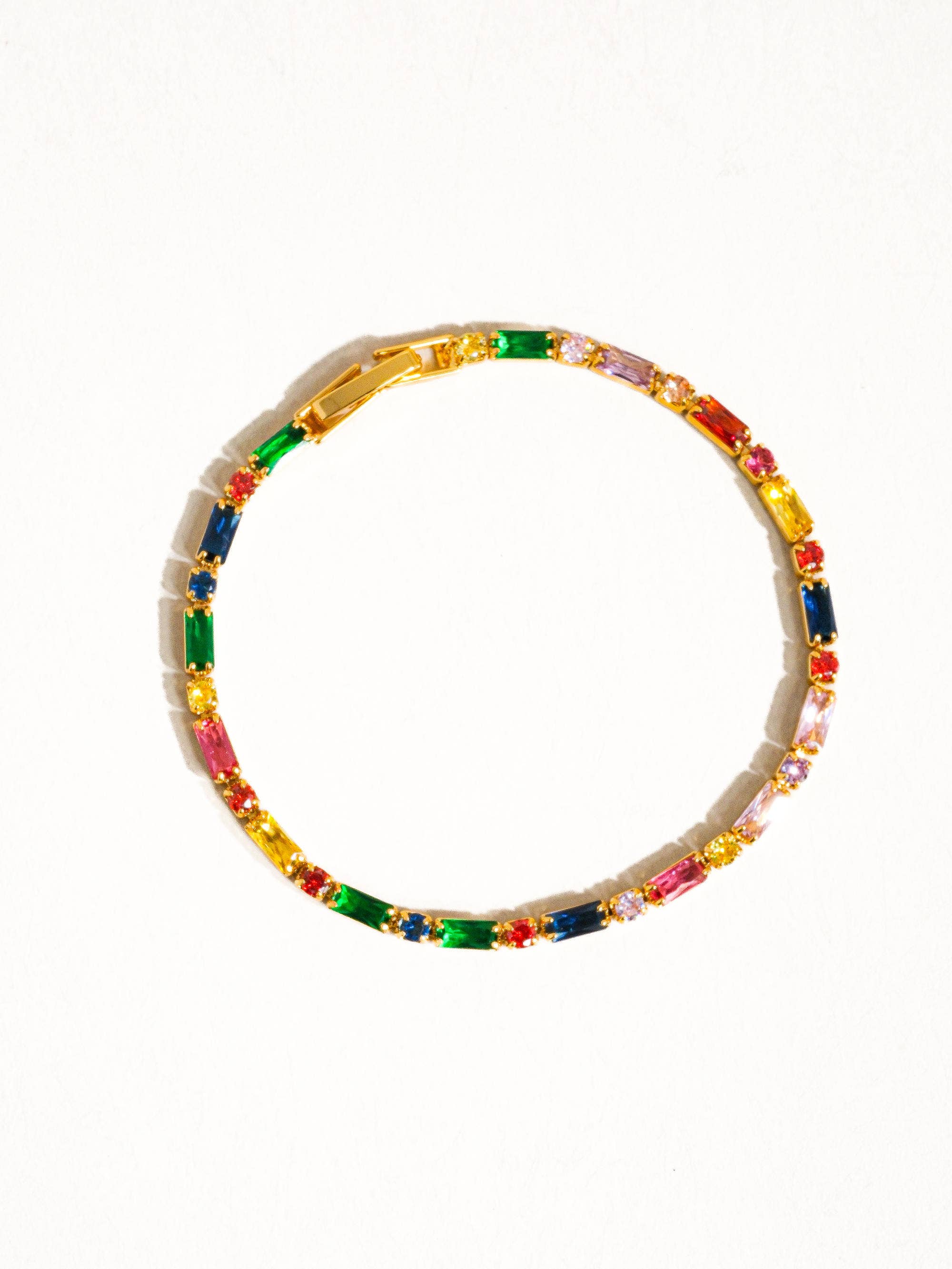Shiloh 18K Gold Multicolor CZ Chain Bracelet