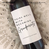 New Grandparent Gift, New Baby, Pairs Well With Becoming Grandparents, New Baby Wine Label, Gift for New Grandma, Grandpa, New Baby Card