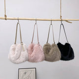 WINTER FAUX FOX FUR ONE SHOULDER FASHION PLUSH BAG