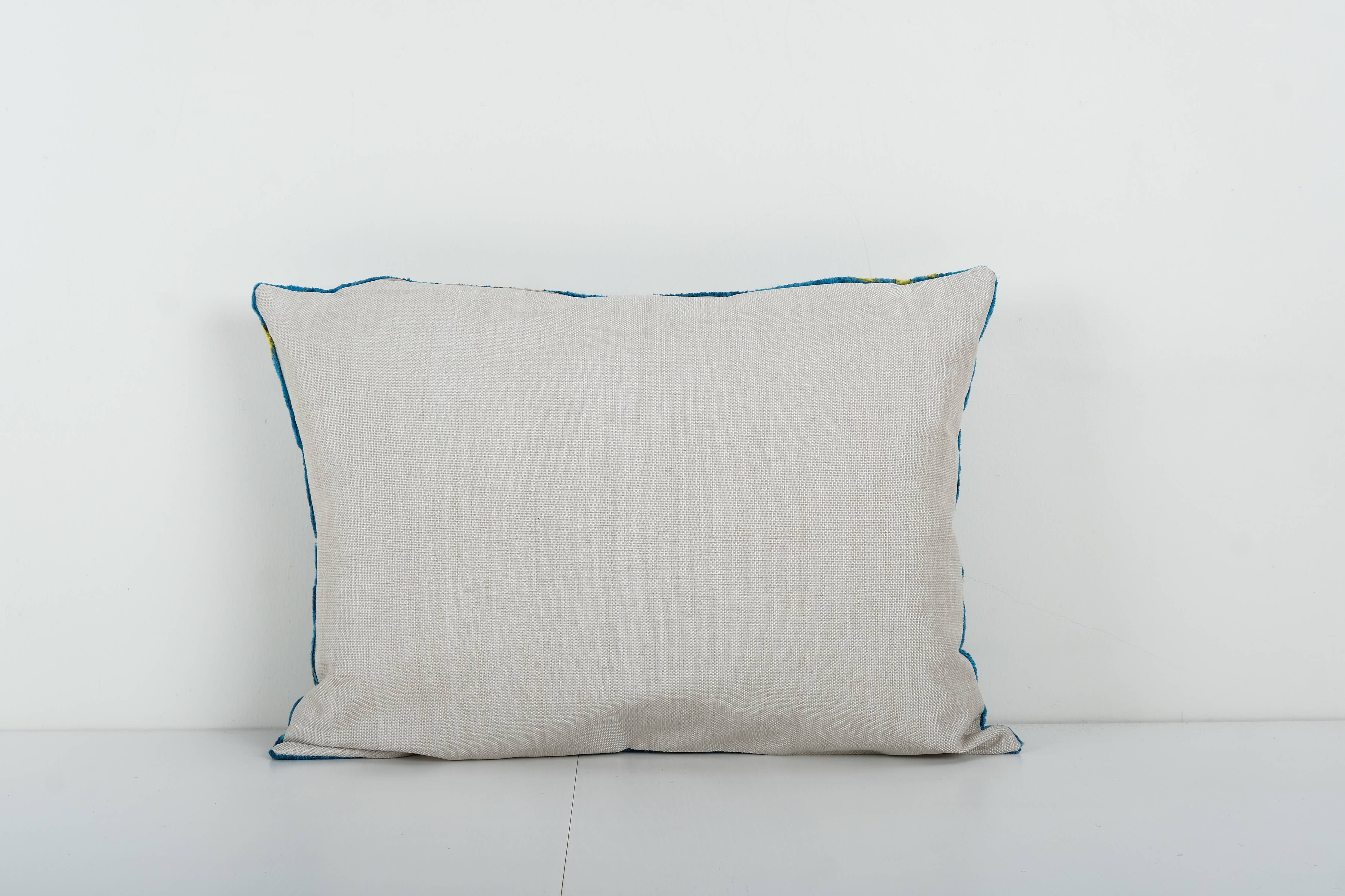 Zebra Silk Ikat Velvet Pillow Cover - Handloom Blue Animal