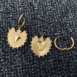 Shine Heart 18K Gilded Stainless Steel Huggie Earrings - FGS