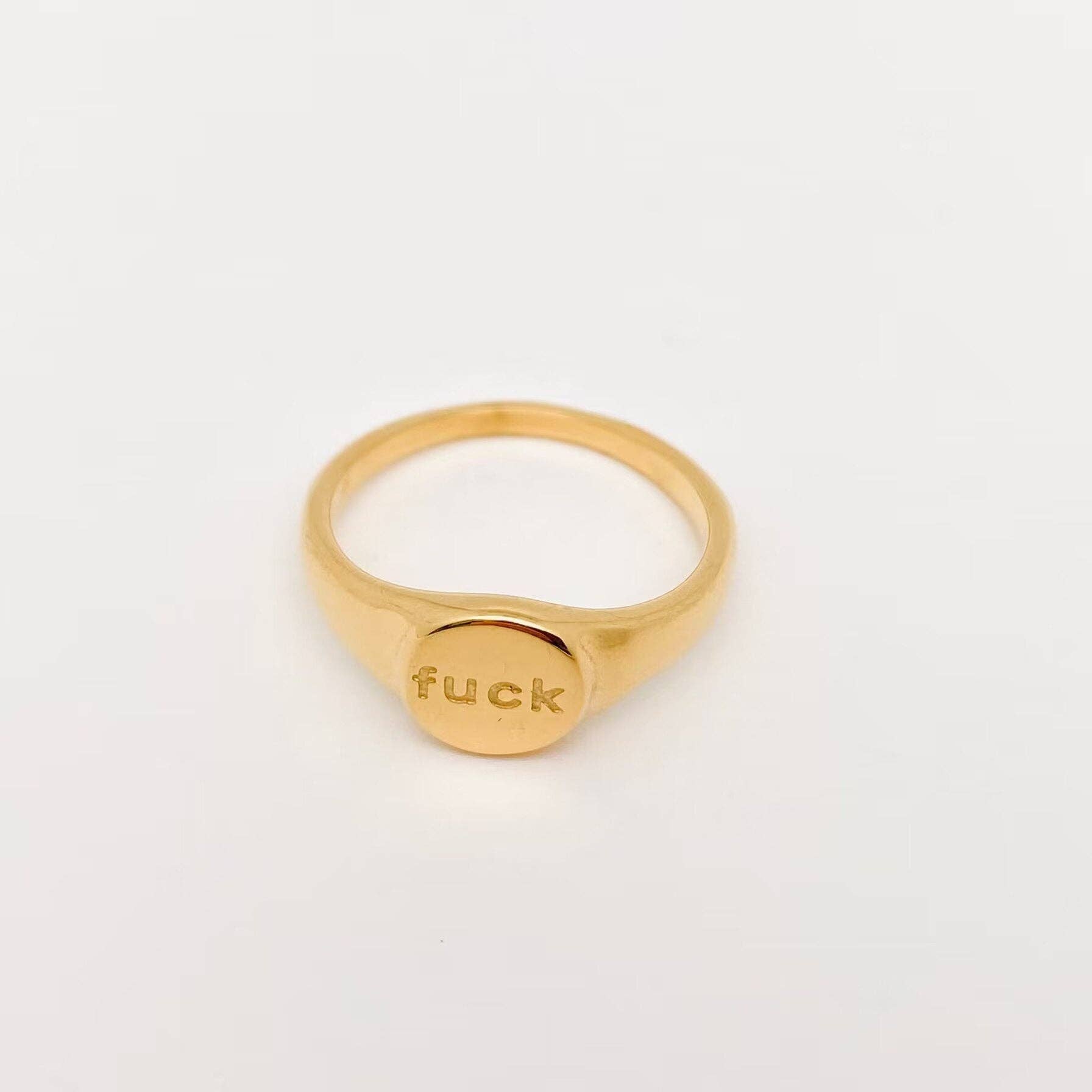 Geometric "fuck off"18K Gold Plated Stainless Steel Ring-FGS
