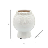 Decorative Planter - White Ceramic Grandma Face, 6 in.