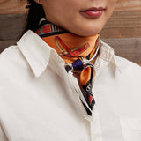Silk Square Scarf with Equestrian Saddle & Tack Print