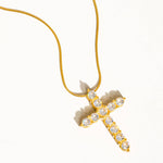 Raeven 18K Gold Non-Tarnish CZ Cross Necklace