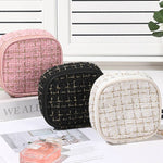 ....SI-26554 Plaid Tweed Cosmetic Makeup Travel Case