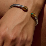 Vail 18K Gold Non-Tarnish Stone Braided Bangle