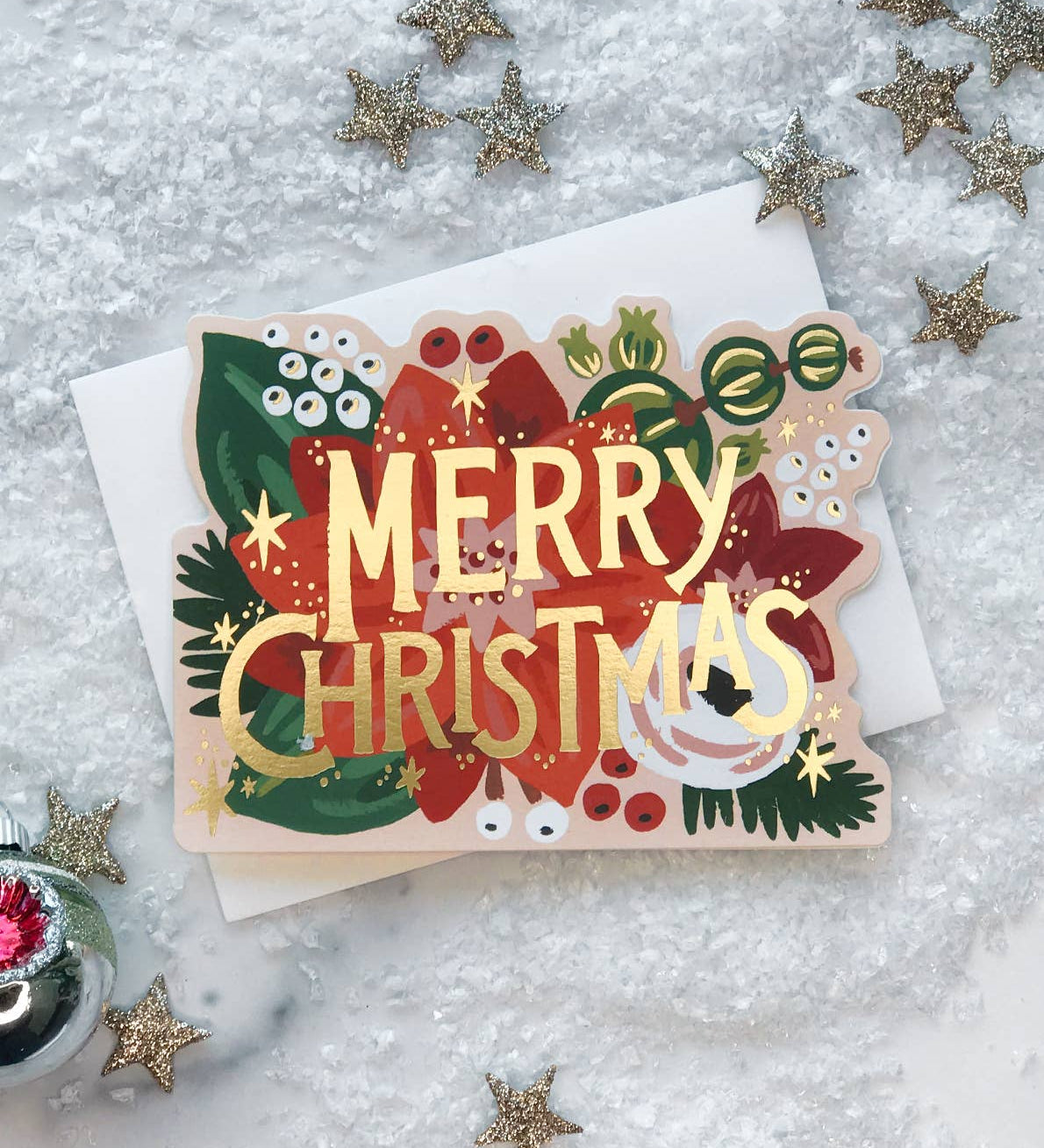 Poinsettia Die Cut Card