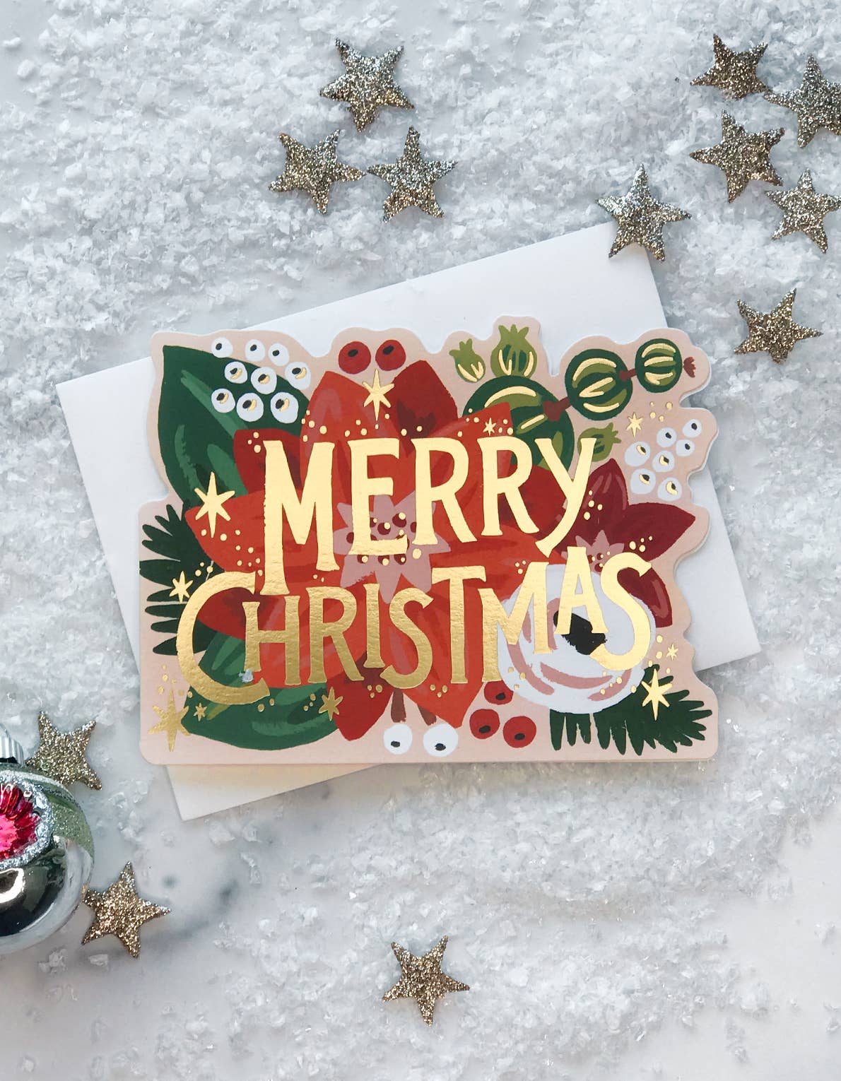 Poinsettia Die Cut Card