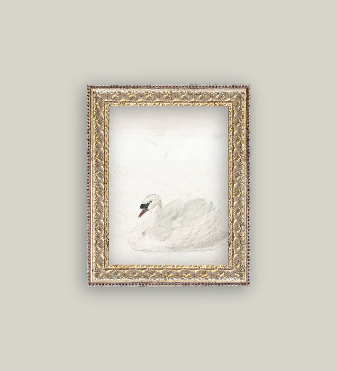 Swan Framed Antique Art