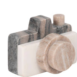 Decorative Figurine - Multicolor Marble Camera Shape,  5 in.