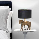 17.75"H Gold Origami Horse Base Table Lamp with Drum Shade