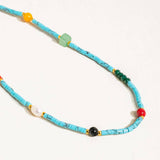 Calise Boho Handmade Blue Turquoise Stone Beaded Necklace