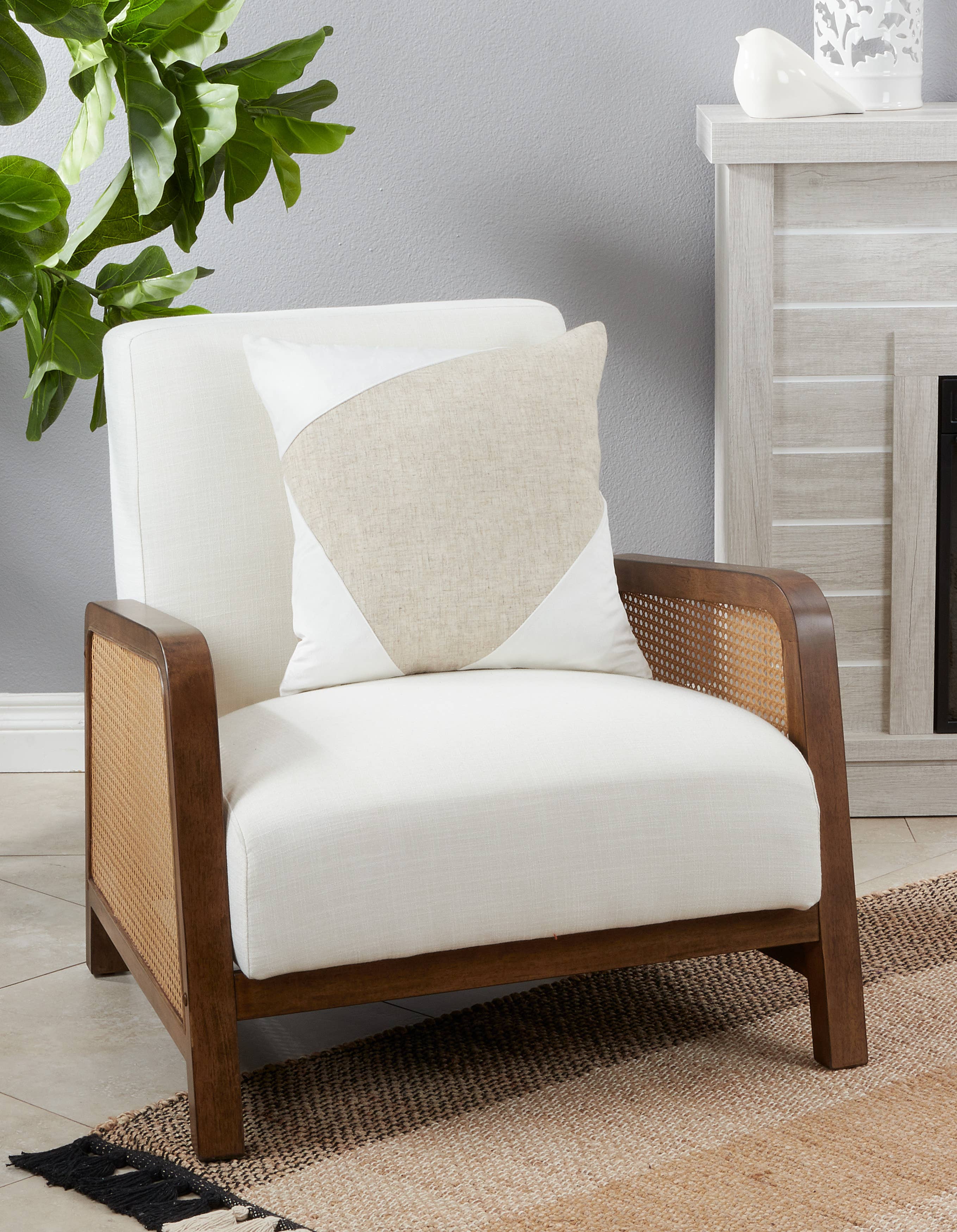 Velvet Throw Pillow With Geometric Design