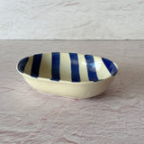 Ceramic stripe  Bowl, Blue 7x5x2 Inches