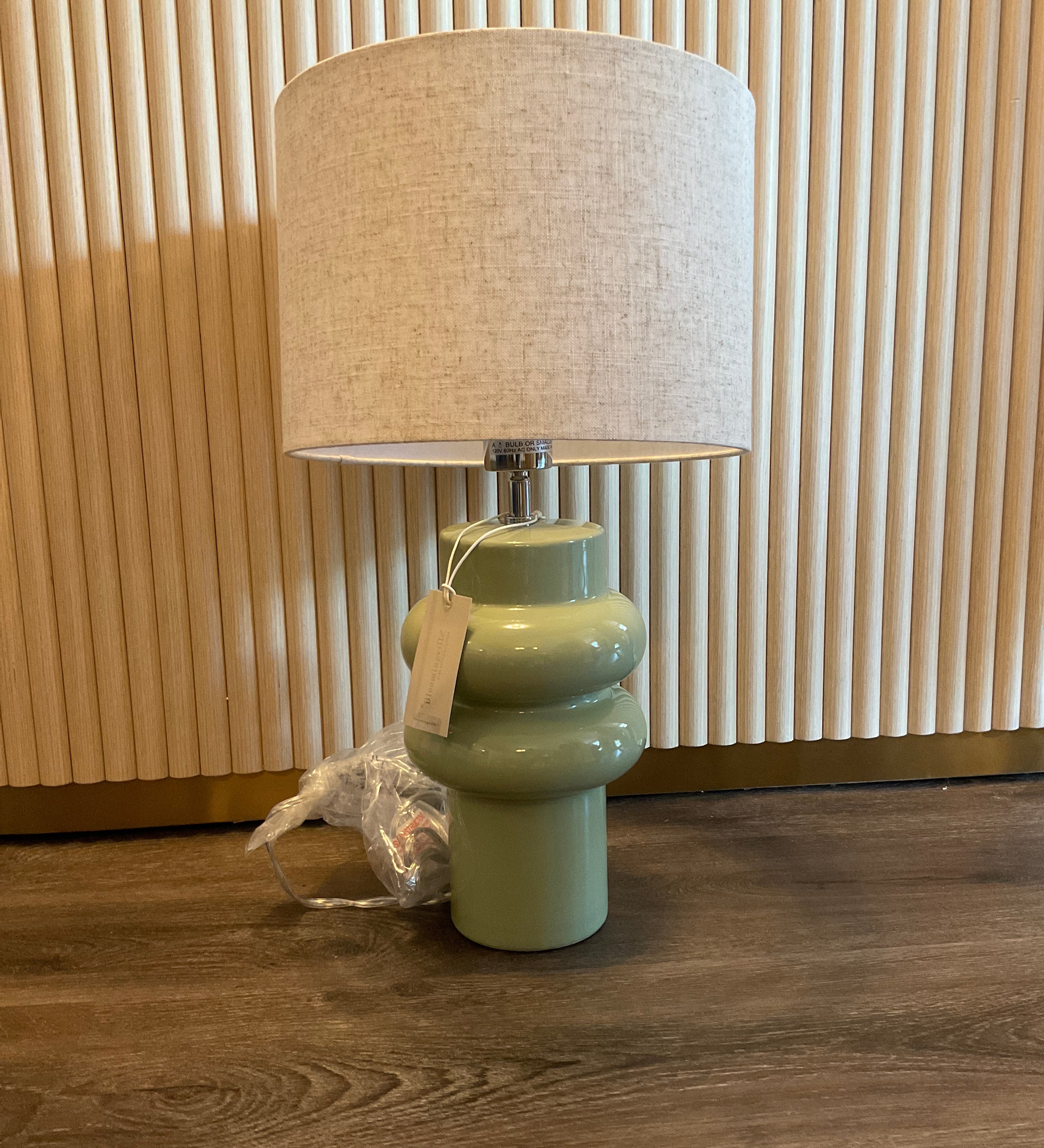 Sage Lamp with Oatmeal Shade