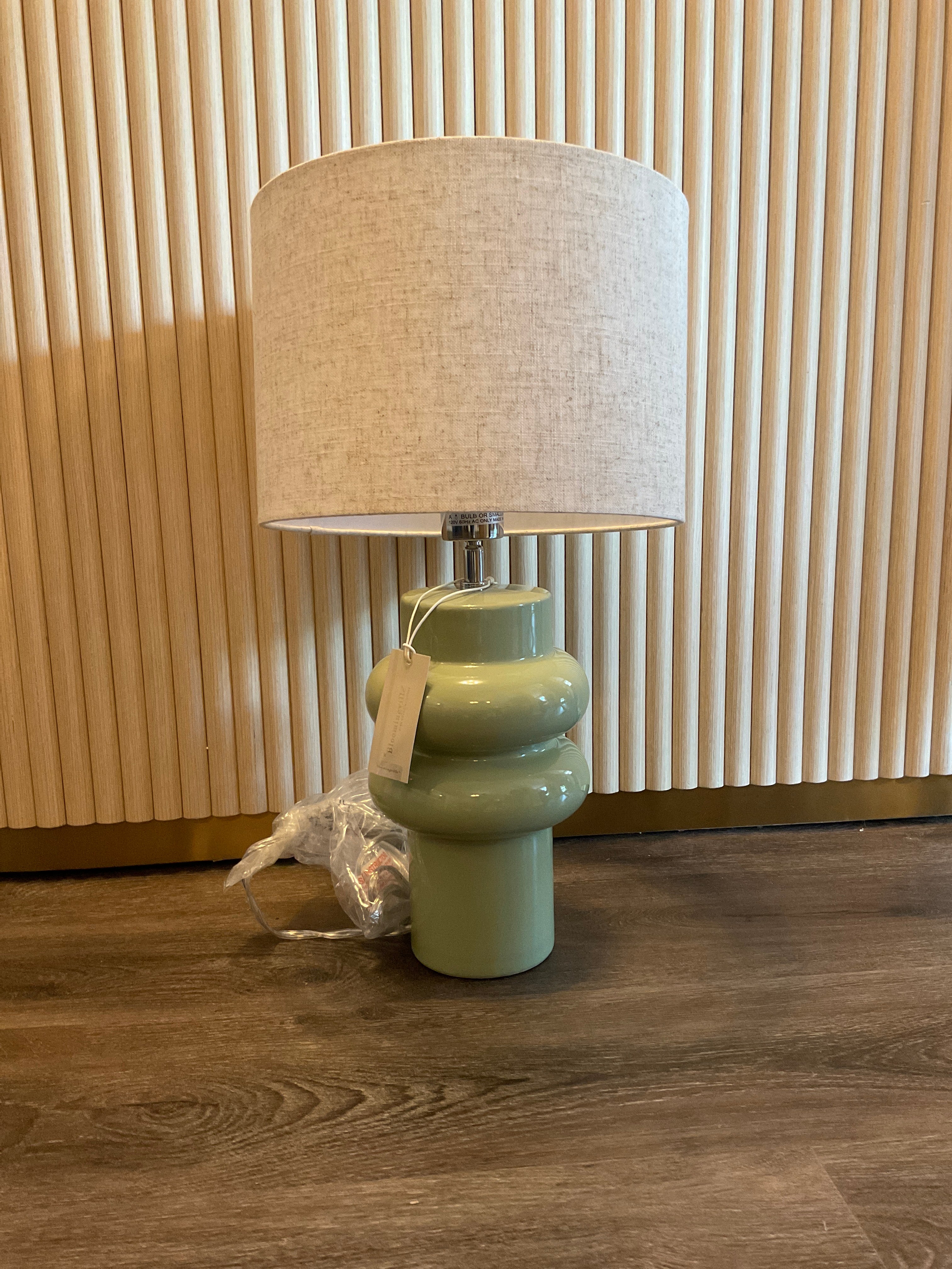 Sage Lamp with Oatmeal Shade