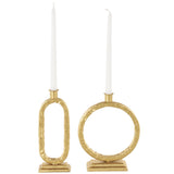 Modern Gold Metal Candle Holder Set