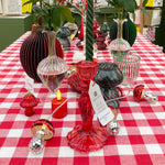 Red Glass Candlestick Holder | Summer | Christmas Decor |
