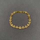 Pink Heart Zircon Linked 18K Gold Plated SS Bracelet - FGS