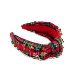 PLAID MERRY HEADBAND,RED