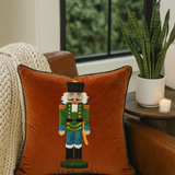 Brown Embroidered Nutcracker Velvet 18" Throw Pillow