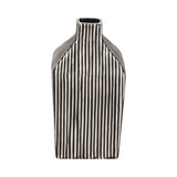 Black/White 8 in. Stoneware Square Vase with Lines