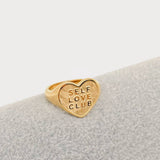 "SELF LOVE CLUB" Heart Shaped 18K Gold Plated Rings - FGS