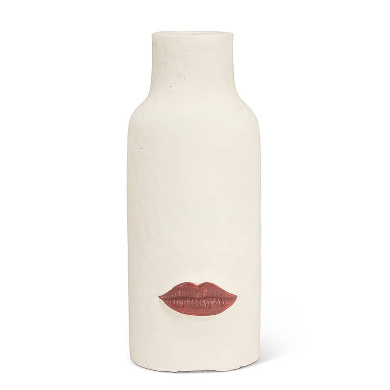 Tall Red Lip Vase-10"H